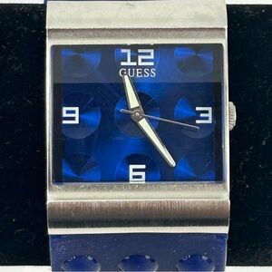 GUESS LADIES' QUARTZ WATCH - BLUE RUBBER BAND - G55191L